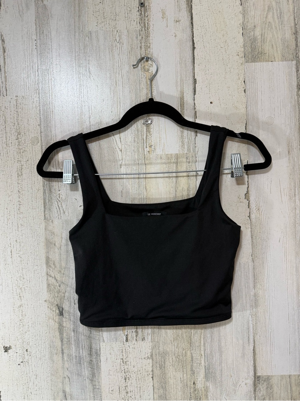 The Workshop Republic Black Square Neck Cropped Top